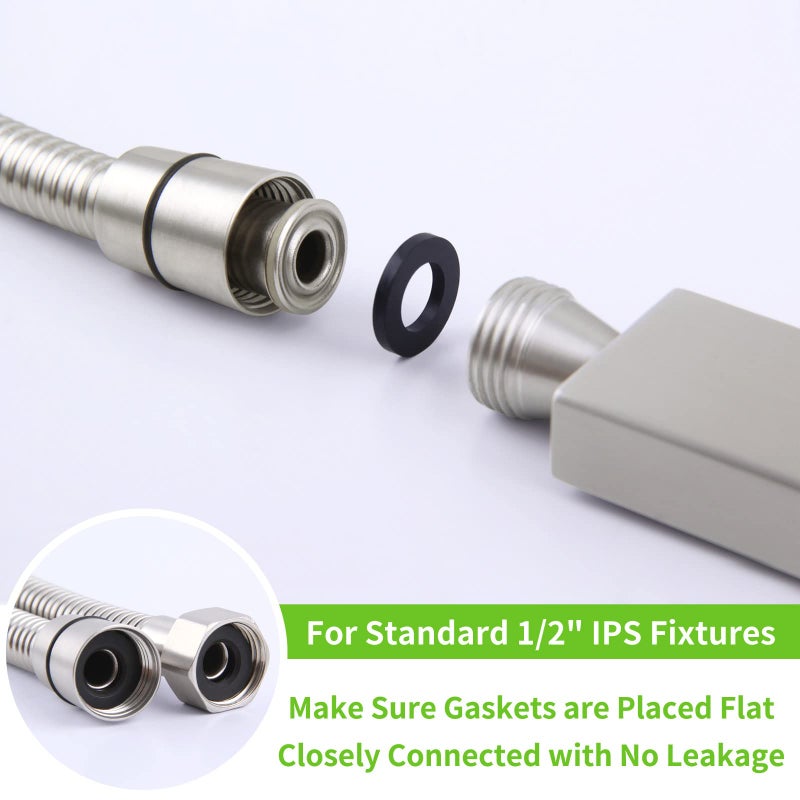 Angle Simple Brushed Nickel Shower Hose 59", Angle Simple Stainless Steel Replacement Head Hose, Flexible Hand Held Sprayer, 1/2" IPS - Image 4